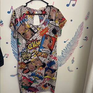 Comic Pop Art Mini Dress - Multicolor